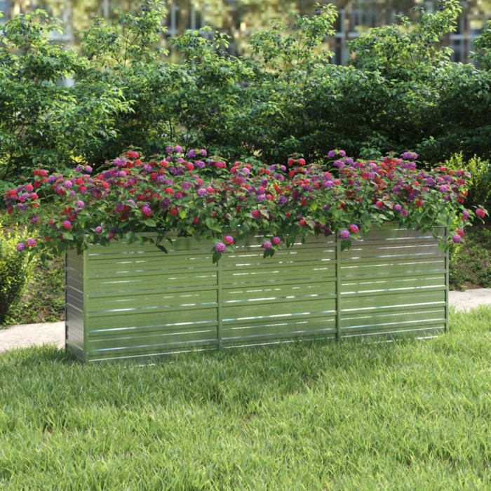 Strat &icirc;nălțat de grădină argintiu 240x40x77 cm oțel galvanizat