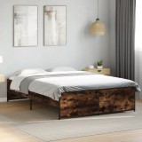 Gossi cadru de pat, stejar afumat 135x190 cm lemn prelucrat si metal