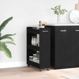 VidaXL Dulap cu roți, stejar negru, 60x22x79 cm, lemn prelucrat