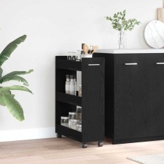 vidaXL Dulap cu roata Stejar negru 60 x 22 x 79 cm Lemn compozit