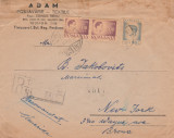1945-1946 Romania - Plic cu antet Postavarie Textile ADAM Timisoara circulat SUA