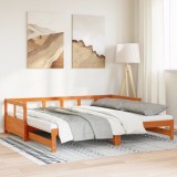 VidaXL Pat zi cu extensie și saltele, maro, 90x200 cm, lemn masiv pin