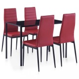 vidaXL Set mobilier de bucătărie, 5 piese, roșu vin