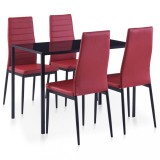 Set mobilier de bucatarie, 5 piese, rosu vin GartenMobel Dekor, vidaXL