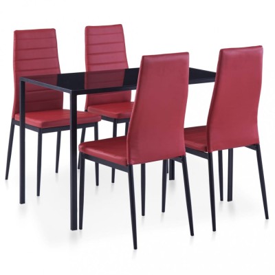 vidaXL Set mobilier de bucătărie, 5 piese, roșu vin foto