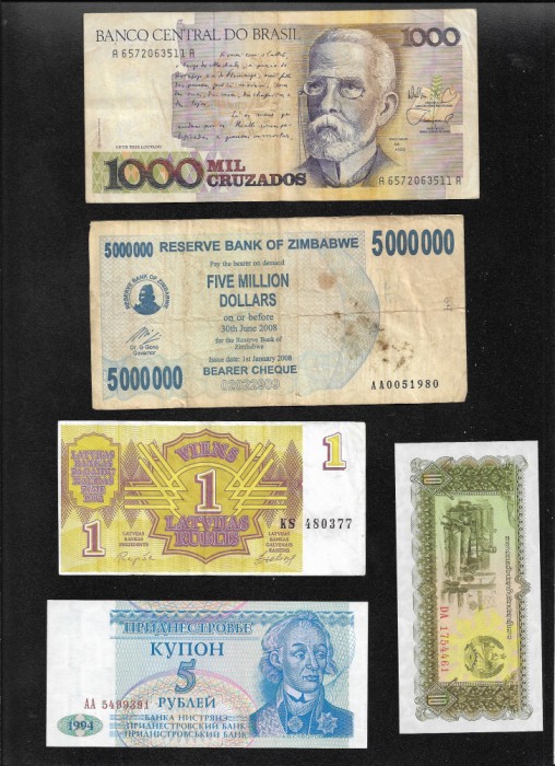 Set 5 bancnote de prin lume adunate (cele din imagini) #418