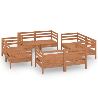 Set mobilier de gradina, 8 piese, maro miere, lemn masiv de pin foto