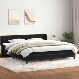 Pat cu arcuri cu saltele negru 180x210 cm catifea