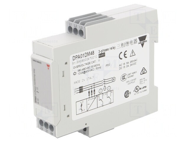 Releu Monitorizare Tensiune DPDT pentru Șină DIN DPA01DM48