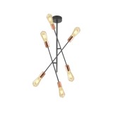 Candelabru Industrial Klausen Straight 6, Metal Negru si Cupru, 6xE27, 50x50x75 cm, Corp Iluminat Modern pentru Dining si Living, Design Elegant