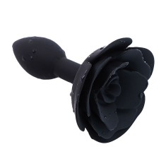 Dop anal, trandafir, lungime 11 cm, diametru 3 cm, Oh Mama Fetish, silicon medical hipoalergenic, negru