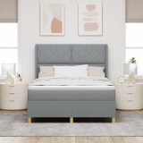 VidaXL Pat cu saltea cu arcuri Gri deschis 140 x 190 cm țesătură 3341889