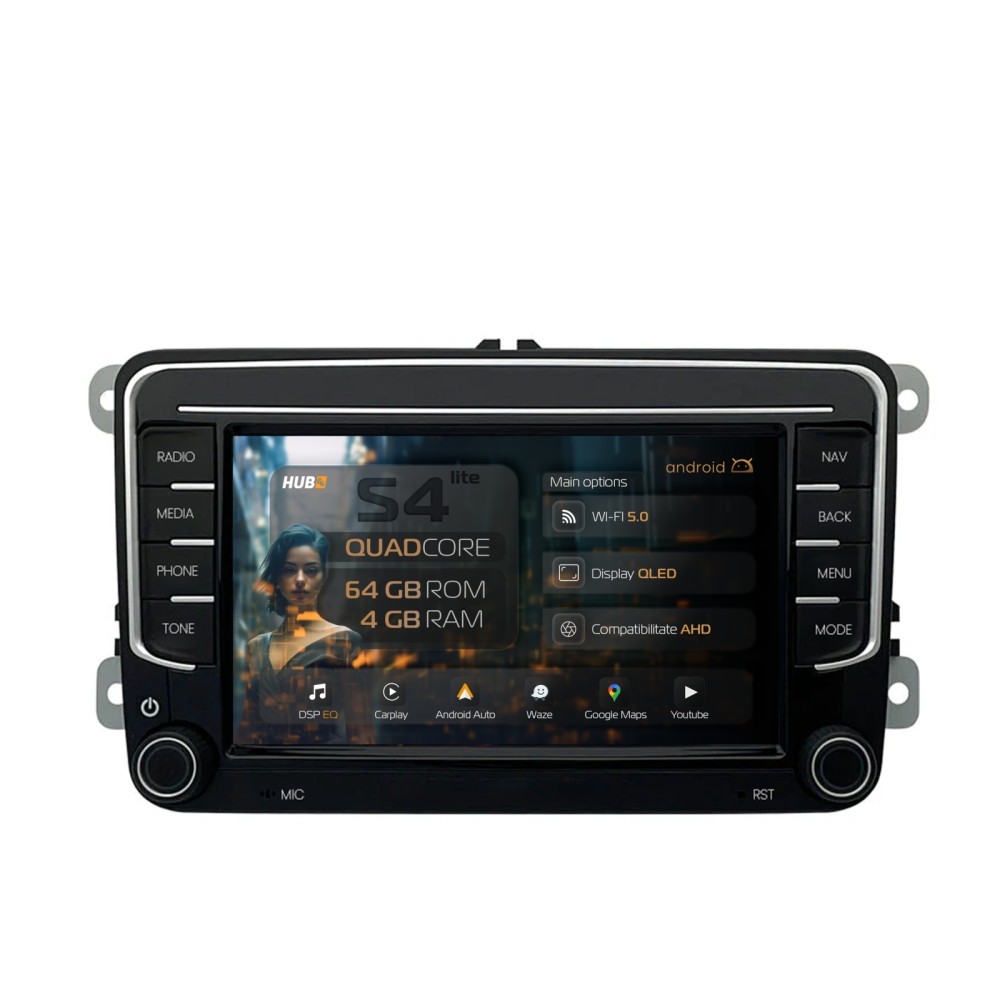 Navigatie HUB64 Volkswagen, Skoda, Seat, 4GB RAM, Android, GPS, Wi-FI ...