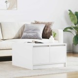 Masuta cafea vidaXL alb 70.5x70x40 cm, 4 sertare, lemn prelucrat, design modern, living/birou