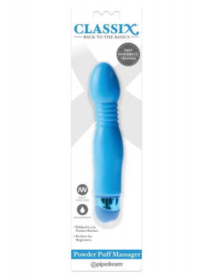 Vibrator Powder Puff Massager, Albastru, 16.5 cm foto