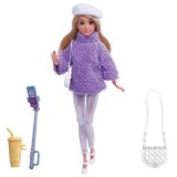 Manechin cu outfit de iarnă lila, pulover boucle și accesorii, CMCLASS
