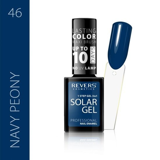 Lac de unghii Solar Gel, Revers, 12 ml, albastru, nr 46, navy peony