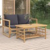 Set mobilier de gradina cu perne gri &icirc;nchis, 2 piese, bambus GartenMobel Dekor, vidaXL