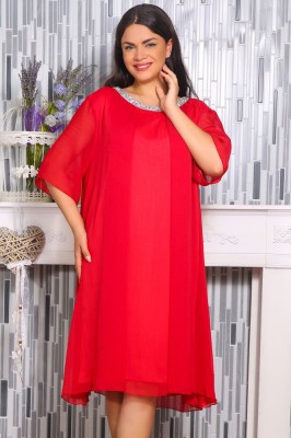 Rochie din Voal Karola Rosu - 52Marimea foto