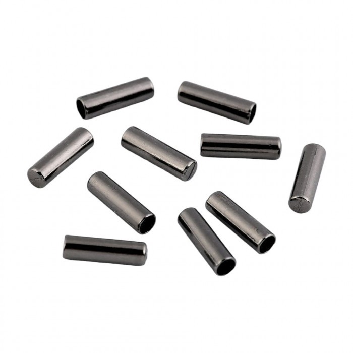 Set 10 terminatii metalice pentru snur Crisalida, diametru 4 mm, 5 x 17 mm, Gri