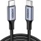 Cablu Ugreen 90120 US316, USB-C la USB-C, furnizare energie, 100 W, incarcare rapida, FCP, 5 A, 3 m, gri