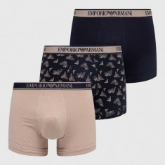 Emporio Armani Underwear boxeri 3-pack barbati, culoarea bej