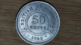 Honduras Britanic ante Belize -raritate coloniala- 50 cents 1962 AUNC -tiraj 50k, America de Nord
