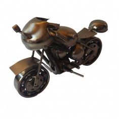 Motocicleta decorativa, Din metal, Negru, 17 cm, 356-3D