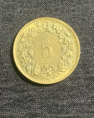 Moneda 5 rappen 1991 Elvetia foto