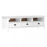 VidaXL Comodă TV Hill Range, alb, 158x40x47 cm, lemn masiv de pin