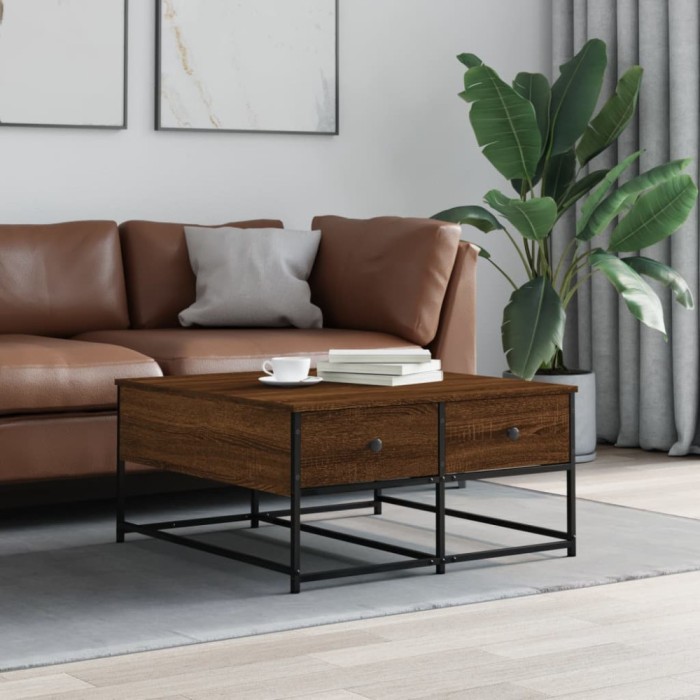 Gossi masuta de cafea, stejar maro, 80x80x40 cm, lemn prelucrat