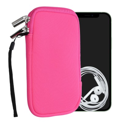 Husa universala pentru telefon, XL - 6.8&amp;quot;, Neopren, Roz, 46188.4.77 foto