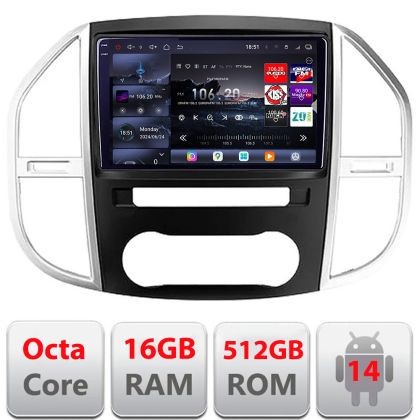 Navigatie Mercedes Vito w447 2016- Android radio gps internet 8 core QLED 2K 16+512 360 Edotec CarStore Technology