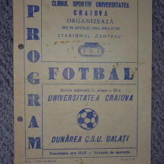 Program meci U Craiova - Dunarea CSU Galati 26 Apr 1984