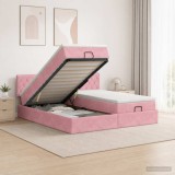 Cumpara ieftin Pat Ottoman cu Saltea si LED Roz 160 x 200 cm Catifea
