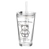 Cana Sticla Transparenta Pufo Bear cu Capac, 450ml, Cafea/Ceai, Gradata, Ermetica