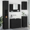 VidaXL Set de mobilier pentru baie cu ușă 5 pcs Negru 30 x 35 x 192 cm 3393074