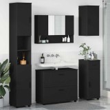 vidaXL Set de mobilier pentru baie cu ușă 5 pcs Negru 30 x 35 x 192 cm 3393074