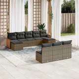Gossi set mobilier de gradina cu perne, 10 piese, gri, poliratan