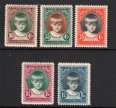 Luxembourg 1929 Child welfare Caritas Mi.213-217 MLH M.329 foto