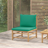 Canapea de mijloc pentru gradina, perne verzi, bambus GartenMobel Dekor, vidaXL