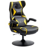 Vinsetto Scaun Gaming cu Funcție de Leagăn și Difuzor, Suport Lombar și pentru G&acirc;t, Piele Ecologică, Galben și Negru | Aosom Romania
