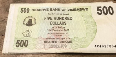 (ORIX) Zinbabwe 500 dolar dollars 2007 foto