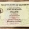 (ORIX) Zinbabwe 500 dolar dollars 2007