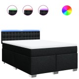 Cumpara ieftin Pat box spring cu saltea, negru, 140x200 cm, textil