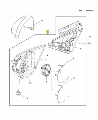 Oglinda usa exterioara Opel Insignia, 03.2017-, partea Stanga, reglare electrica; grunduit; incalzit; sticla convexa; geam cromat; rabatabil; memorie foto
