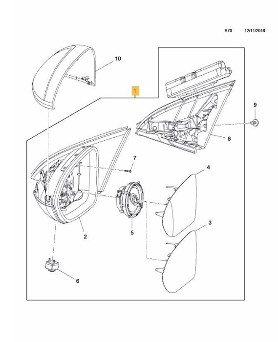 Oglinda usa exterioara Opel Insignia, 03.2017-, partea Stanga, reglare electrica; grunduit; incalzit; sticla convexa; geam cromat; rabatabil; memorie