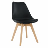 Cumpara ieftin Scaun tapiterie piele ecologica neagra picioare fag Bali 48x56x81 cm
