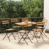 Set de bistro pliabil, 7 piese, lemn masiv de acacia și oțel