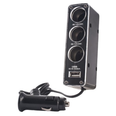 ADAPTOR PRIZA AUTO 3IN1 + USB foto